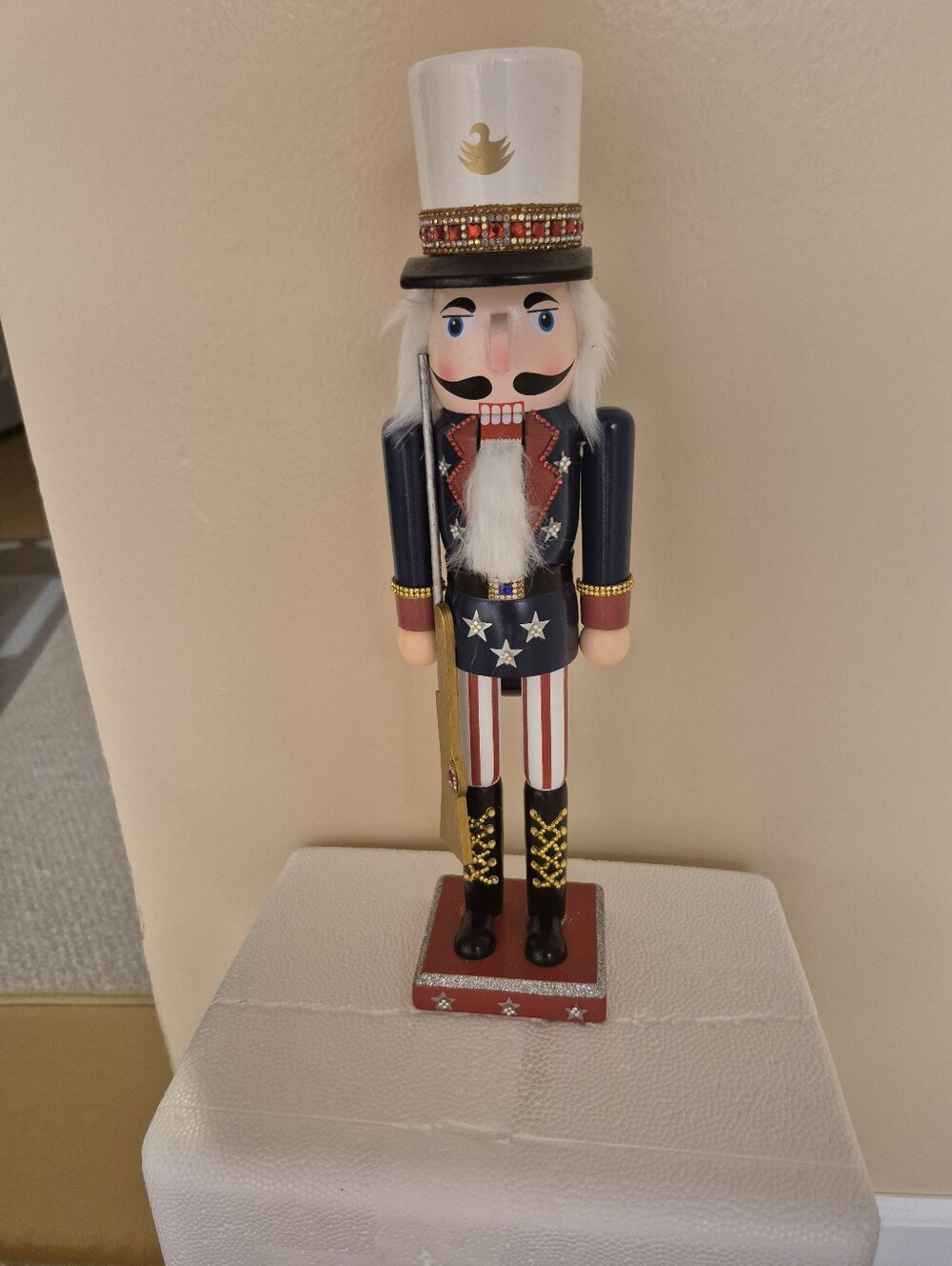 Patriotic Wooden Nutcracker Soldier - Red White Blue